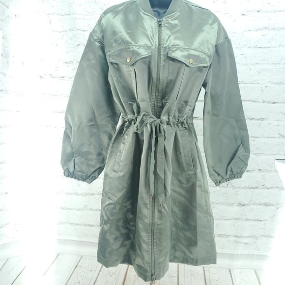 Gap Womens Olive Green Front Pockets Full Zip Utility Trench Coat Size XS - Picture 1 of 15